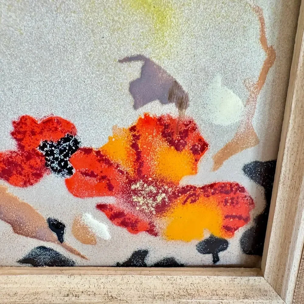 Vintage Jean Lucey Enamel on Copper Bird Art Carved Wood Frame